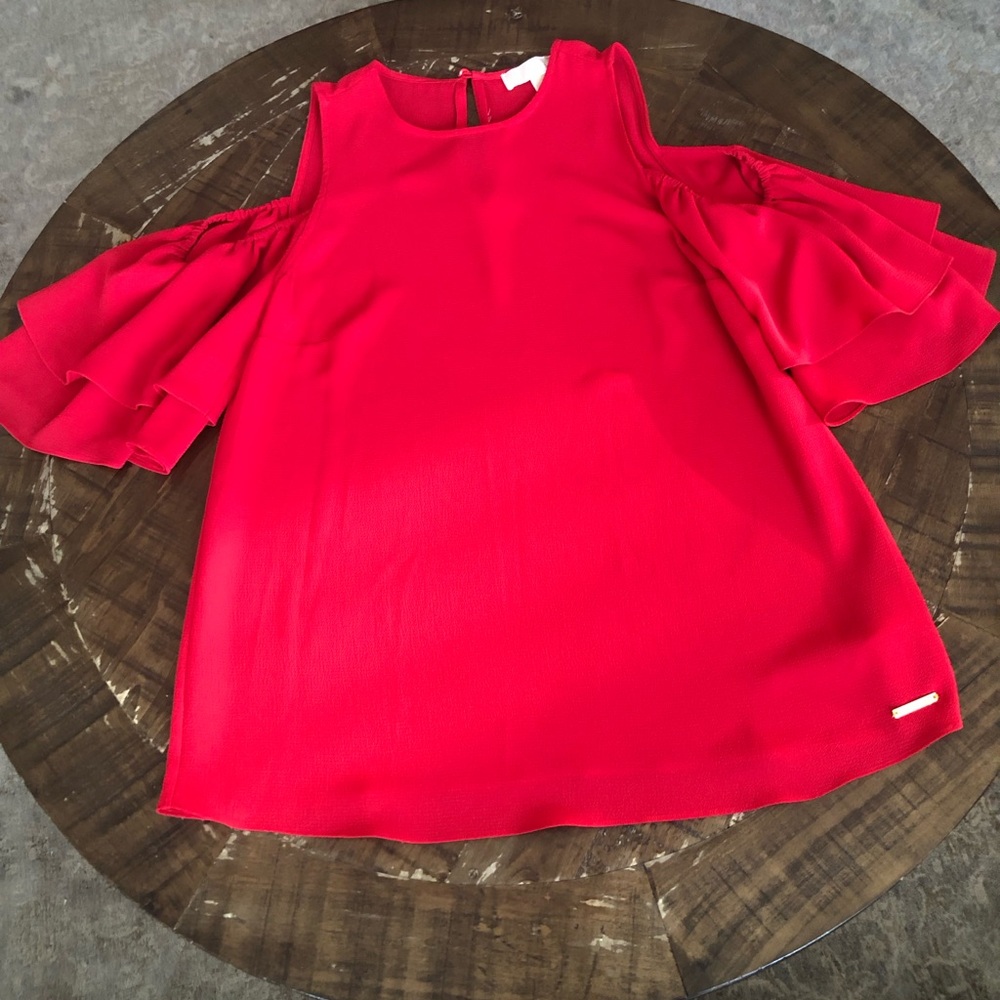 Michael Kors Red Cold Shoulder Blouse